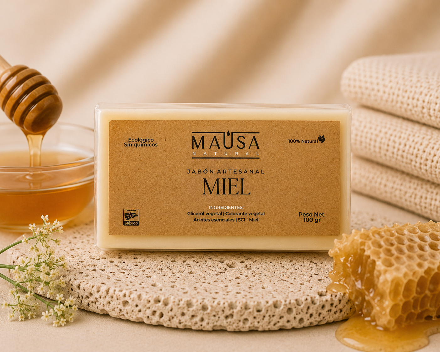 Honey Bar Soap (Miel) – Handmade Moisturizing Soap | 100g